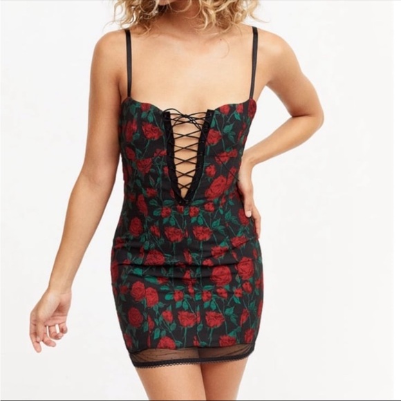 For Love And Lemons Other - NWT For Love & Lemons Sz XS 0/2 VIVIEN Rose Lace Up Bustier Dress